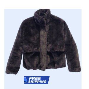 Plush Faux Fur Jacket  Stylish Outerwear 18.9 in overal length 21.7 in aFits xxs